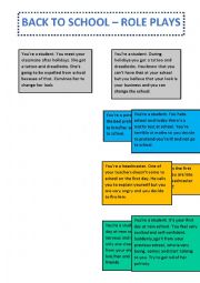 English Worksheet: Back to school - role plays.