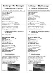 English Worksheet: let her go- present continuous and common words.