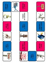 English Worksheet: Animals - Game Board