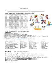 English Worksheet: Test - Free Time Activities