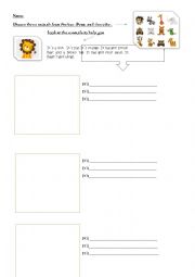 English Worksheet: Animals description