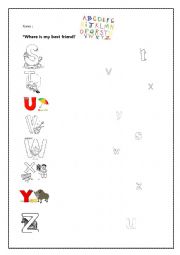 English Worksheet: Alphabet S~Z Matching