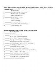 English Worksheet: WH and How Questions