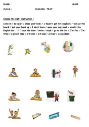 English Worksheet: CLASSROOM ENGLISH TEST