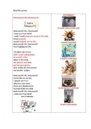 English Worksheet: HOMEWORK! OH, HOMEWORK! (a poem + questions)