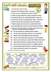 English Worksheet: LETS TALK ABOUT CARTOONS (SPEAKING SERIES 61)