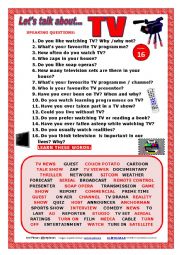 English Worksheet: LETS TALK ABOUT TELEVISION (SPEAKING SERIES 16) NEW VERSION