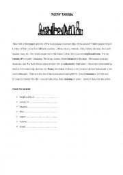 English Worksheet: New York - reading