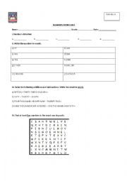 English Worksheet: Numbers