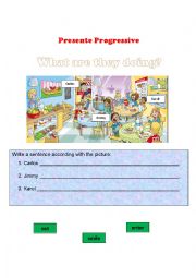 English Worksheet: Present progressive 