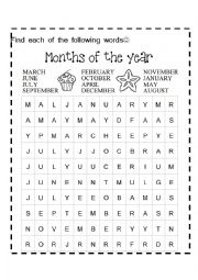 English Worksheet: months of the year