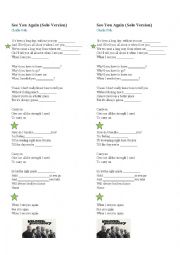 English Worksheet: Song - See you again - Solo