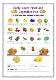 English Worksheet: Early Years Fruit n Vegetable Fun
