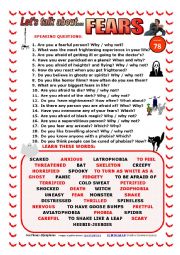 English Worksheet: LETS TALK ABOUT FEARS (SPEAKING SERIES 78) NEW VERSION