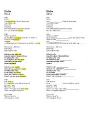 English Worksheet: Adele - Hello