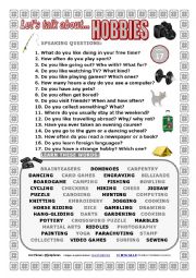 English Worksheet: LETS TALK ABOUT HOBBIES (SPEAKING SERIES 17) NEW VERSION