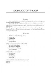 English Worksheet: School Of Rock Lesson Plan