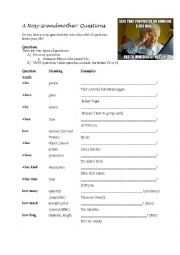 English Worksheet: Nosy Grandmother - Nice speaking task to practice questions