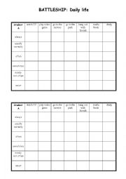 English Worksheet: Battleship Frequency