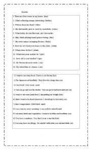 English Worksheet: Rewrite