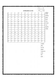 English Worksheet: Wordsearch Cutlery