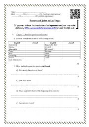 Romeo and Juliet in Las Vegas reading worksheet #8 (chapter 13, 14 and 15)