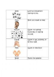 English Worksheet: Whole body listening- Matching