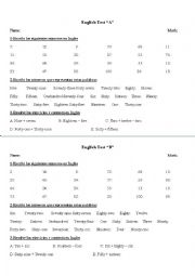 English Worksheet: Simple Test about Cardinal Numbers