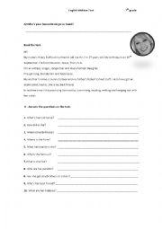 English Worksheet: 7th grade revision test