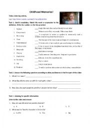 English Worksheet: Childhood Memories