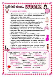 English Worksheet: LETS TALK ABOUT  WOMEN (SPEAKING SERIES 77) NEW VERSION