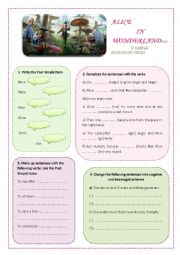 English Worksheet: Alice in Wonderland - Past Simple