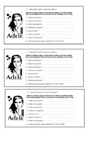 English Worksheet: Adele Profile
