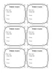 English Worksheet: Wish Card