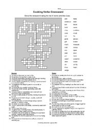 English Worksheet: Cooking Verbs Crossword