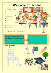 English Worksheet: Back to school- 2 pages