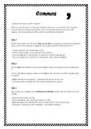 English Worksheet: Commas to separate sentence elements