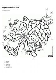 English Worksheet: olympics: coloring and body parts