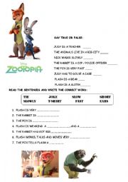 English Worksheet: zootopia