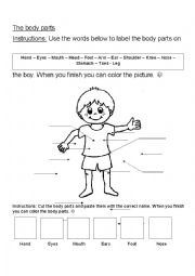 English Worksheet: The body parts in english 