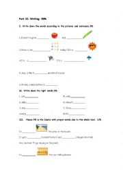 English Worksheet: A test for the third grade- writing part 80