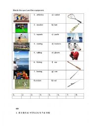 SPORT EQUIPMENT 2 (matching exercise)