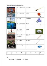 SPORT EQUIPMENT 3 (matching exercise)