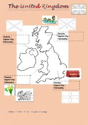 English Worksheet: The United Kingdom / Countries - capitals - flags - nationalities