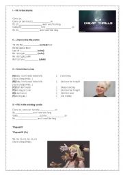 English Worksheet: Sia - Cheap Thrills