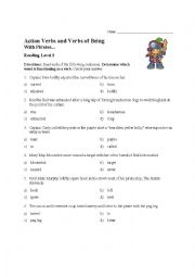 English Worksheet: Action Verb Exercise