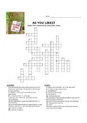 As You Like it Crossword