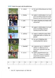 English Worksheet: SPORT 1 (matching exercise)