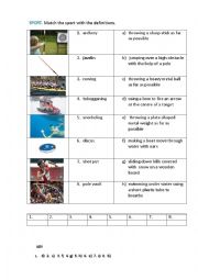 English Worksheet: SPORT 3 (matching exercise)