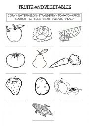 English Worksheet: fruits and vegetables